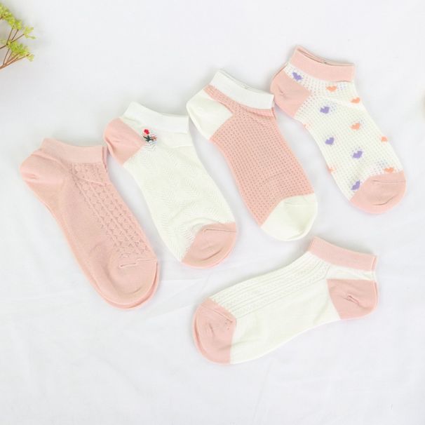 Calzini da donna corti traspiranti in cotone con taglio basso, comodi e comodi, in rete, alla caviglia, casual e alla moda, primavera estate 2025d_voghion.com