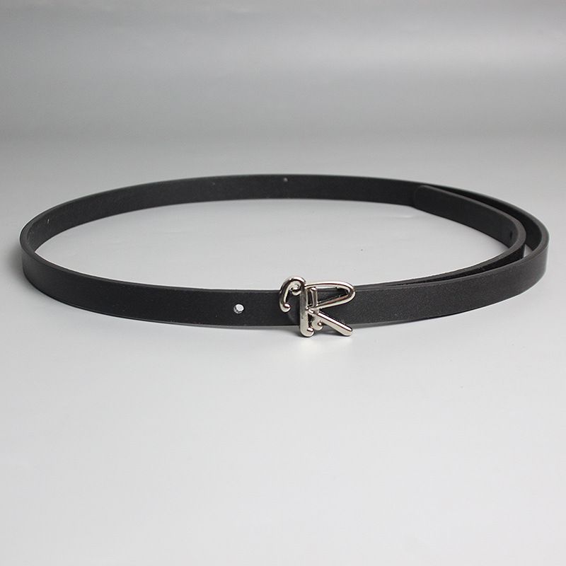 Small belt women's R letter fashionable and versatile summer black coffee jeans belt decoration_voghion.com