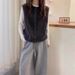 Globelle Globelle Korean Style Lazy High-End Gray Knitted Cardigan Women, Loose Sleeveless Layered Sweater Vest For Autumn And Winter_voghion.com