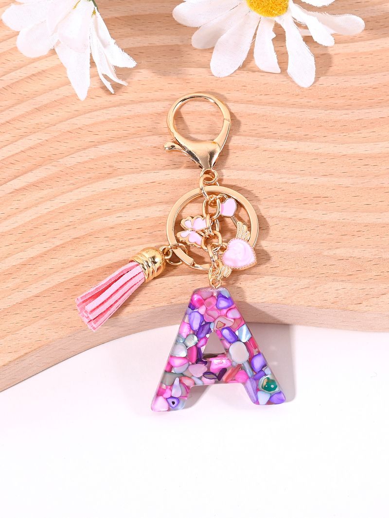 Porte-clés lettre tendance cœur papillon pompon accessoire de sac femme petit cadeau_voghion.com