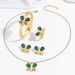 Jewelry Sets Necklace For Women, New Fashion, Simple Emerald Butterfly Temperament Earrings And Bracelet, Stainless Steel Set_voghion.com
