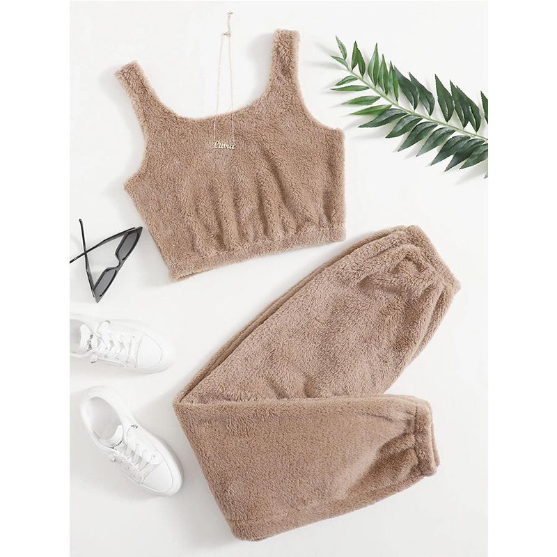 Pantaloni gilet femminili pigiami per abiti da casa in flanella ispessita autunno e inverno_voghion.com