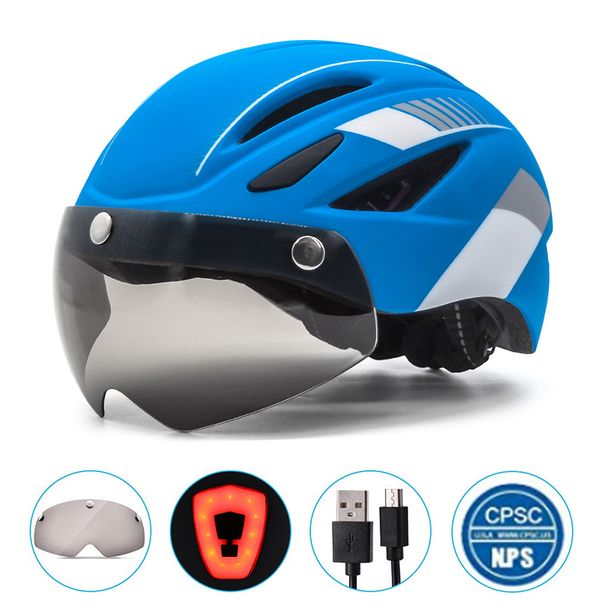 Casca de ciclism sport pentru adulți, ochelari magnetici, cască de ciclism rutier în aer liber, cu lumină spate_voghion.com