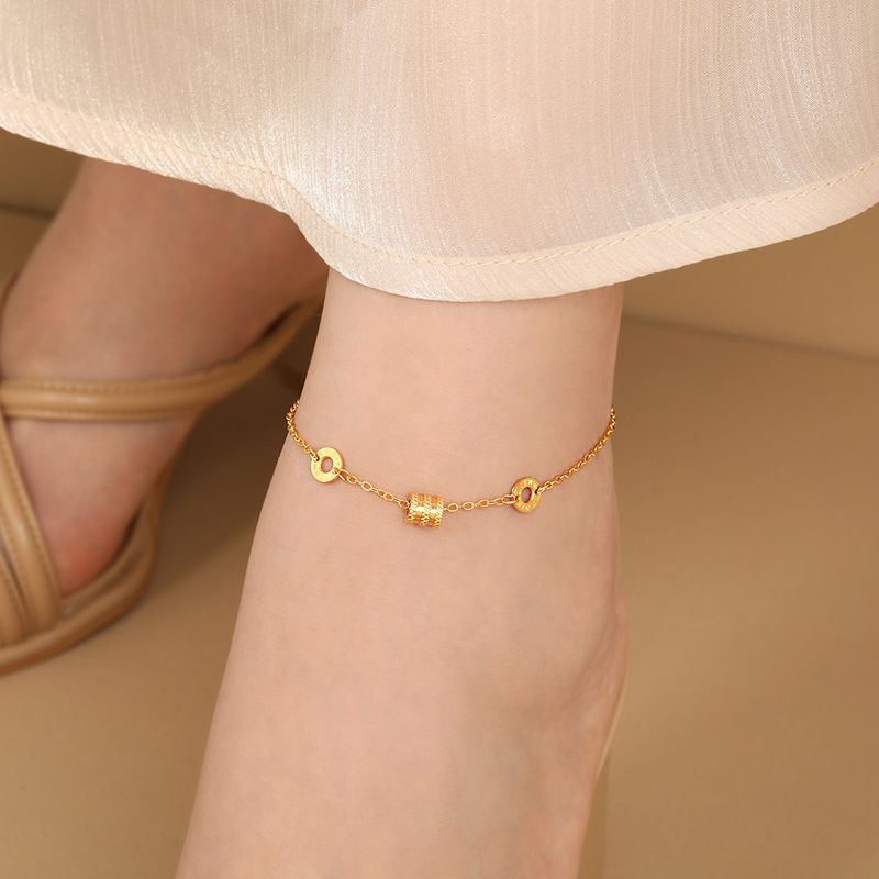Korean INS Light Luxury Niche Design Small Waist Roman Numeral Anklet Fashion Personality High-end Titanium Steel Foot_voghion.com