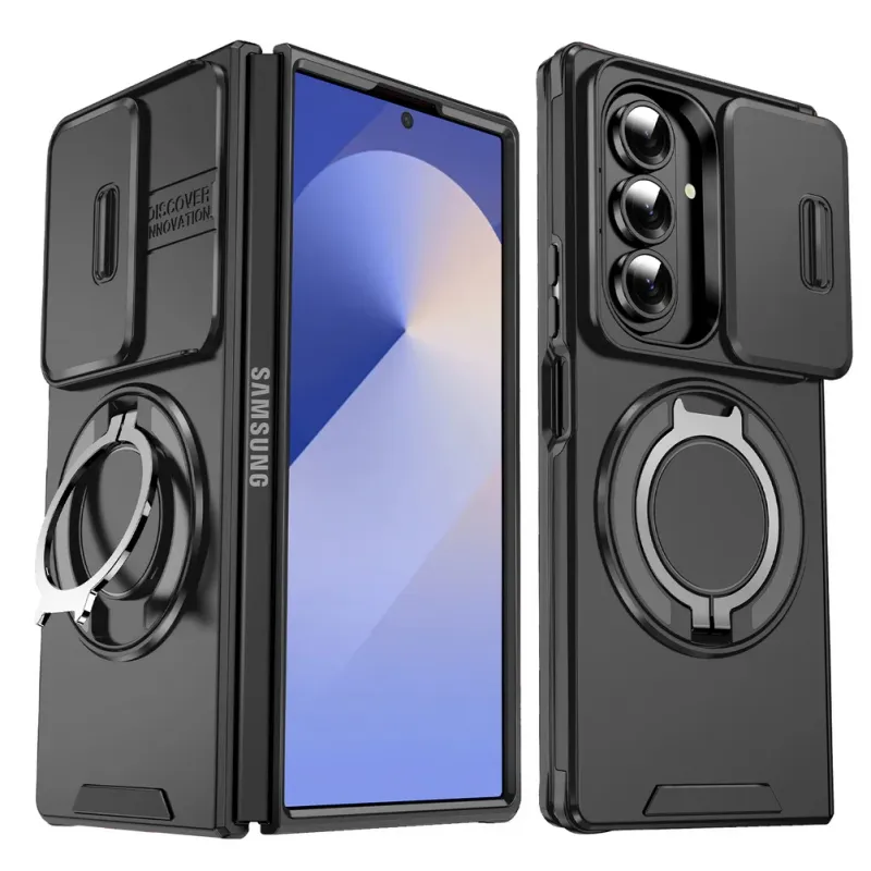 360° Rotable Ring Stand Armor Phone Case For Samsung Galaxy Z Fold 7 6 5G Slide Lens Window Anti-Drop Full-Protect Cover_voghion.com