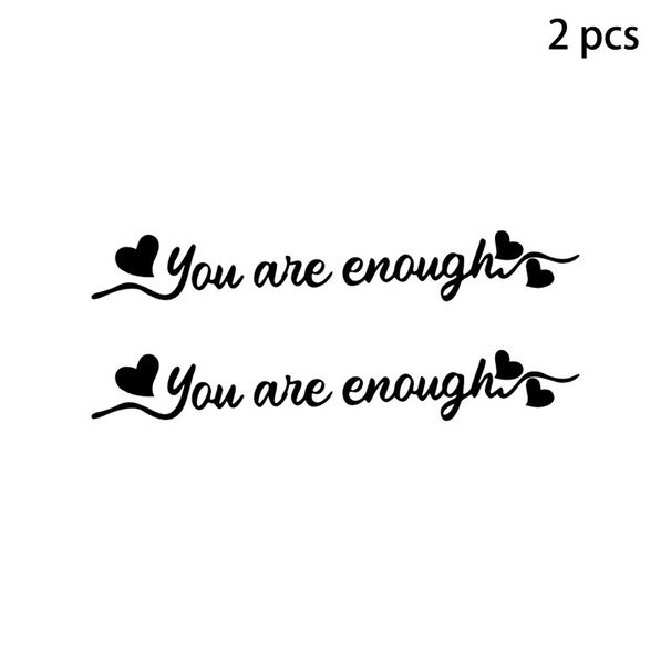 Paquete de 2 pegatinas creativas para espejo retrovisor de coche con energía positiva "Eres suficiente" para decoración de espejo de maquillaje_voghion.com