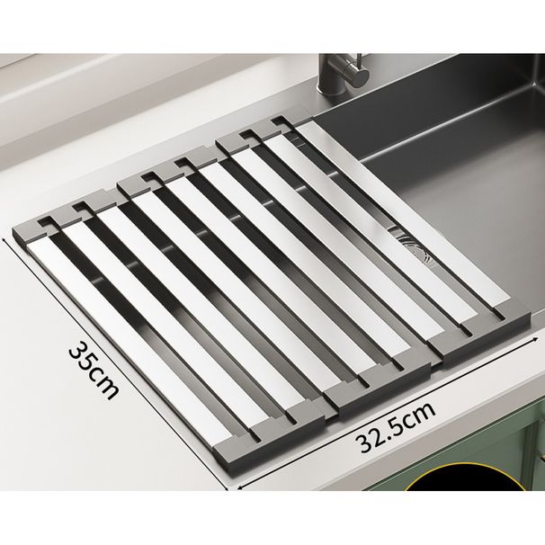 304 Stainless Steel Kitchen Sink Dish Rack Foldable Telescopic Draining Basket_voghion.com
