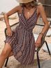 Damenbekleidung Sommer Gestreifter Wickelrock mit V-Ausschnitt und Spaghettiträgern, elastischer Hosenträgerrock_voghion.com