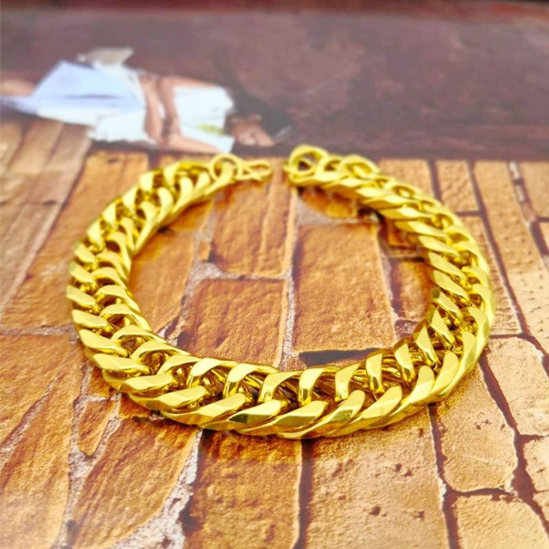 Bracciale cubano dominante a catena da 12 mm di spessore in oro di lusso per uomo_voghion.com