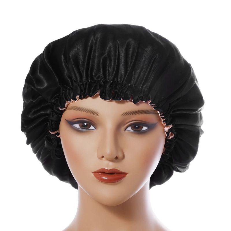 Reversible Satin Sleep Cap - Double-Sided Hair Protection With Fashionable Button Closure For Women_voghion.com