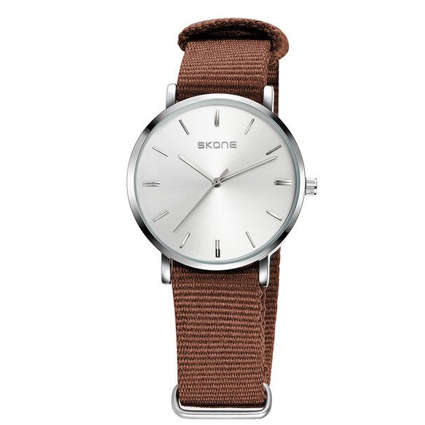Big Brand Minimalist Ultra-thin Large Dial Two Needle Color Blocked Nylon Canvas Strap Quartz Watch For Couples_voghion.com