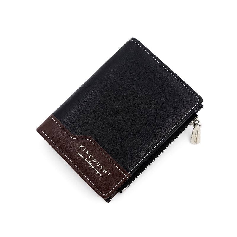 Brieftasche Kartenetuis Herren Kurze Brieftasche Retro Seitlicher Reißverschluss Münzgeldbörse Farblich passende Kartentasche Herren Retro Fashion Clip_voghion.com