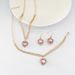 Set di orecchini, bracciale e anello rosa con collana e ciondolo a forma di cuore, semplice e creativo, per donna_voghion.com