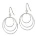 Sterling Silver Polished Fancy Triple Circle Dangle Earrings_voghion.com