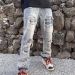 Men's 2022 High Street Hole Ripped Vintage Men Hip Hop Baggy Jeans Trousers Punk Distressed Retro Washed Straight Denim_voghion.com
