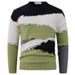 Maglione moderno in maglia color-block – Pullover oversize con scollo rotondo per uomo (grigio/rosso/verde, M-3XL)_voghion.com