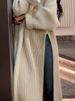 Robe ample en maille pour femme avec fente latérale ; nouveau style décontracté ; pull à manches longues ;_voghion.com