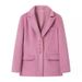 Women's clothing 2024 spring new collar single row multi button loose long hair 4-color suit jacket_voghion.com