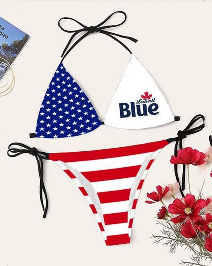 Maillot de bain deux pièces dos nu pour femme, ensemble bikini personnalisé à bretelles imprimées_voghion.com