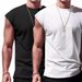 Men's Summer New Sleeveless Vest Two-Piece Set Casual Loose Solid Color Thin Tank Top_voghion.com