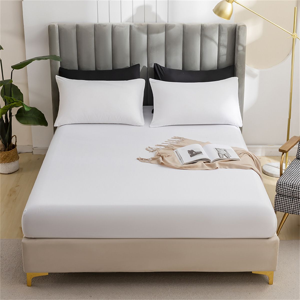 Juego de sábanas ajustables de microfibra cepillada de lujo: antiarrugas, hipoalergénicas, tamaño individual, matrimonial, queen y king (7 elegantes colores)_voghion.com