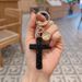 New Ceramic Clay Cross Keychain With Rhinestones, Creative Car Keychain, Unisex Pendant_voghion.com