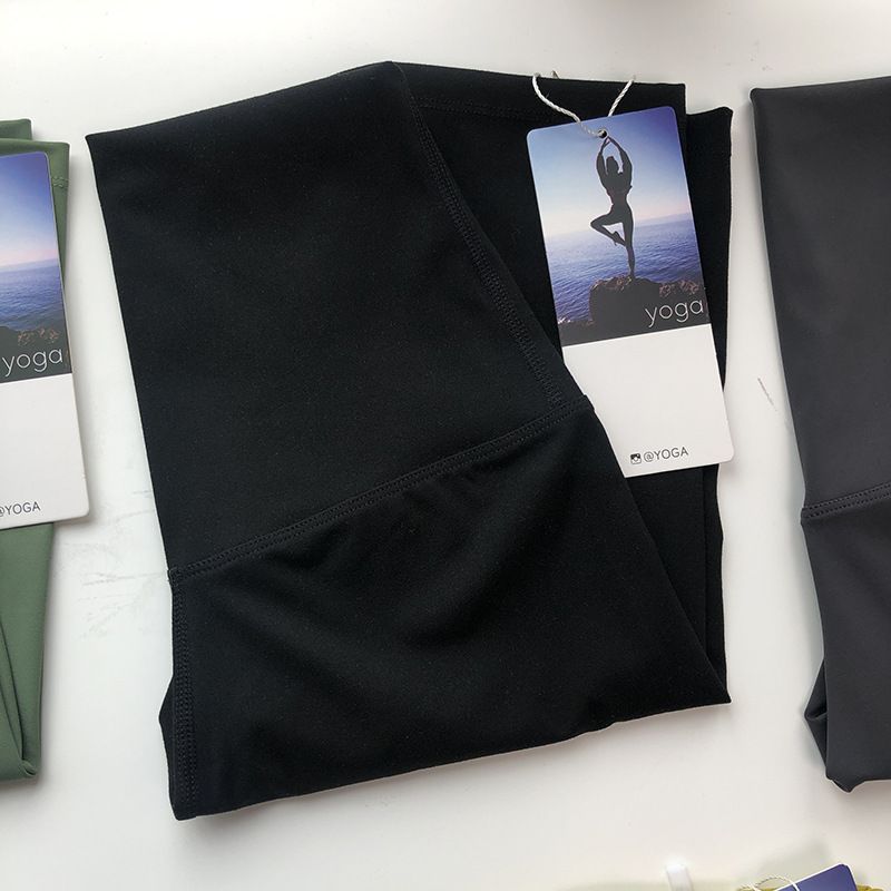 Waist Tummy Control Skin-Friendly Bare Sensation Breathable High Elasticity Five-Point Yoga Pants Nylon Tight Sports_voghion.com