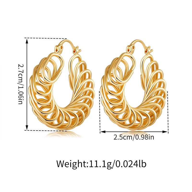Pendientes de oro auténtico con textura irregular, metálicos y de alta gama, que conservan el color y están galvanizados._voghion.com