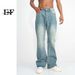 EF JEANS | 2023 New Product, Straight Versatile Solid Color Jeans, The Same For Men And Women, Non-elastic Micro-pull Retro Blue_voghion.com