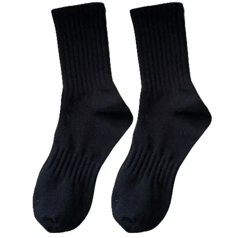 2025 1/5pairs Verdicken Baumwolle Herren Socken Feste Unterseite Terry Lange Socken Schwarz Weiß Sport Socken Männlich Atmungsaktive Casual Calcetines_voghion.com