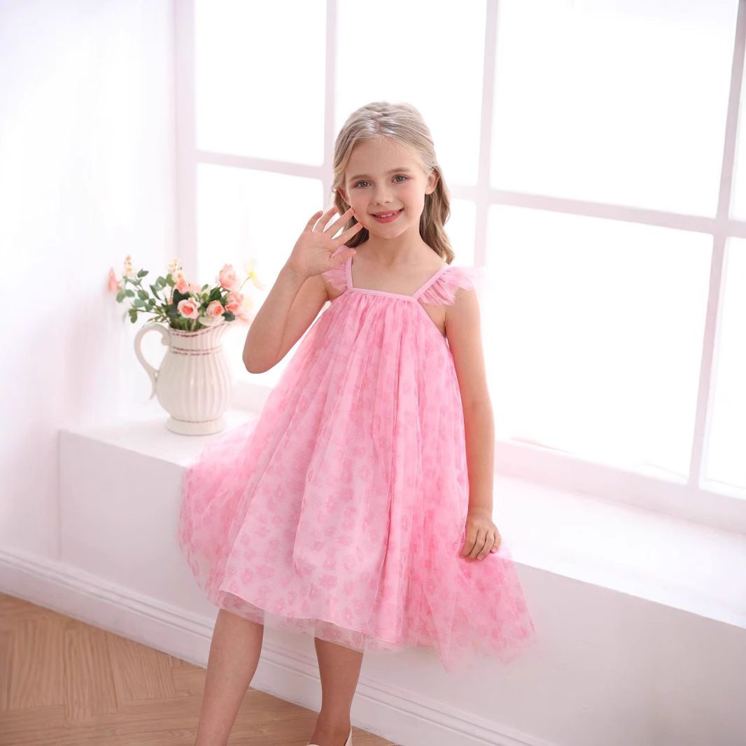 Kinderkleidung für Mädchen, stilvoller Prinzessinnenrock aus Netzstoff, Schleifenkleid, modischer Gazerock für den Sommer_voghion.com