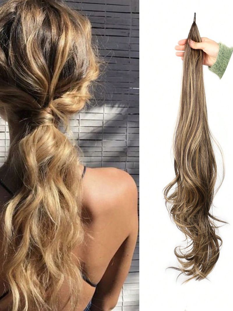 Estensione dei capelli sintetici a coda di cavallo ricci extra lunghi_voghion.com