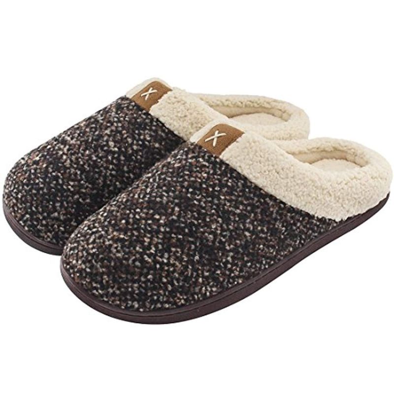 Women's slip-on plush memory foam indoor bedroom slippers gift home shoes warm non-slip soles_voghion.com
