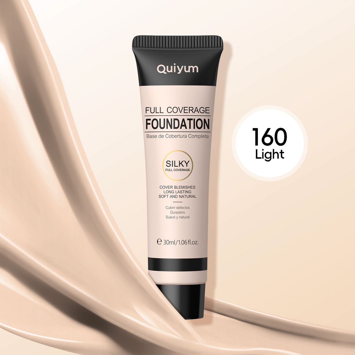 Gesichtsgrundierung Quiyum Full Coverage Liquid Foundation 30ml (Tube) Kosmetik Natürliches Make-up_voghion.com