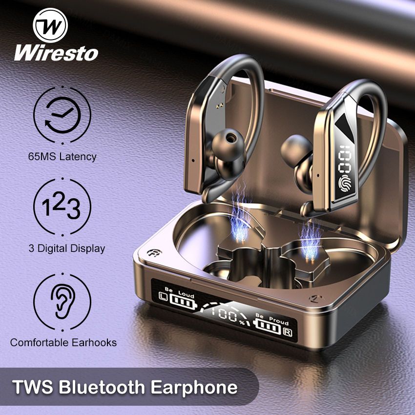 Wiresto TWS Earphone Wireless Earbud Bluetooth 5.1 In-Ear Headphones Hook Earphones Sports Earbuds Sweatproof Headsets_voghion.com