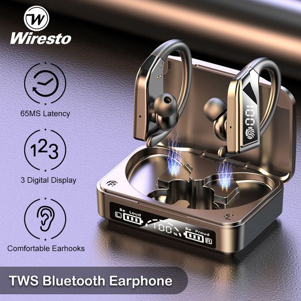 Wiresto TWS Earphone Wireless Earbud Bluetooth 5.1 In-Ear Headphones Hook Earphones Sports Earbuds Sweatproof Headsets_voghion.com