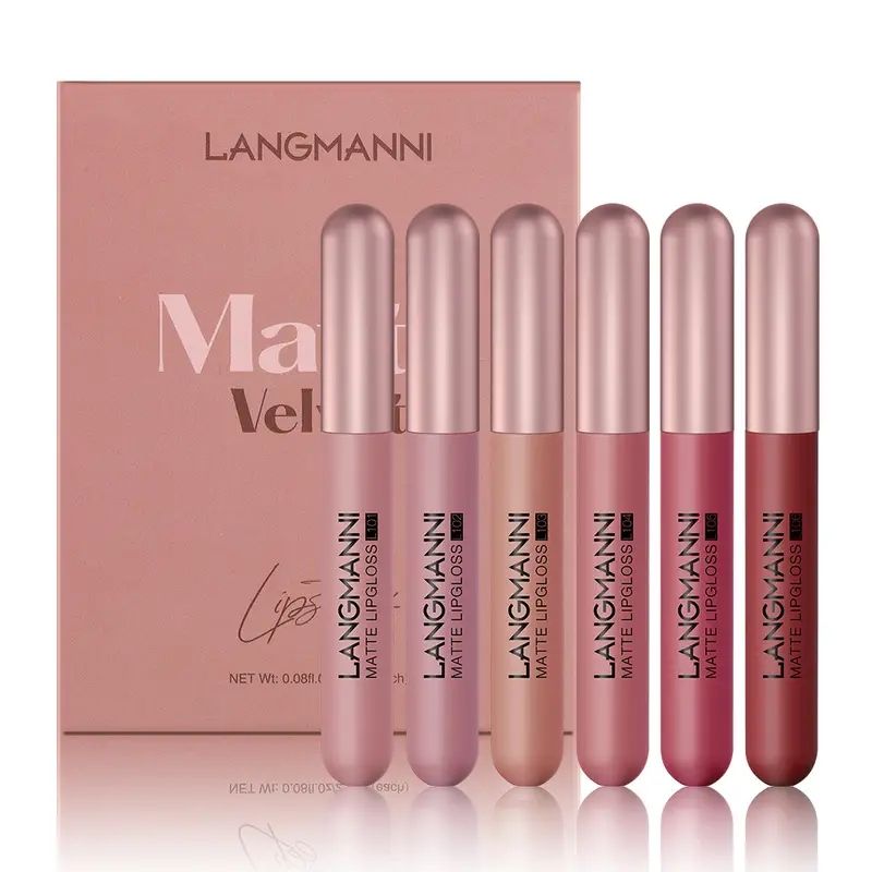 6 pz/set Matte Velvet Lipgloss Waterproof Matte Mist Liquid Lipstick Capsule Lip Gloss Lip Makeup Set_voghion.com