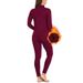Completo intimo termico con collo alto e fodera in pile, taglia europea (calore invernale, tessuto in seta di latte, strato di base aderente per donna, fodera antistatica)_voghion.com