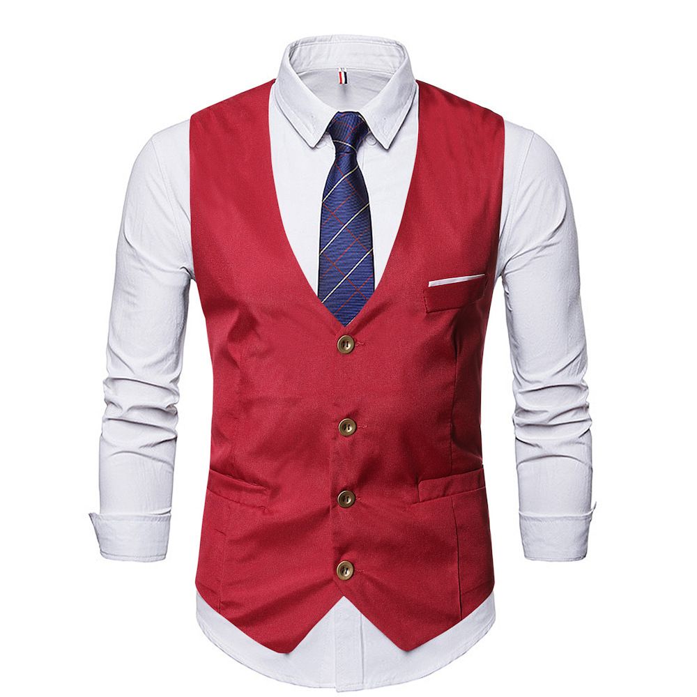 Men's Clothing New Men's Suit Vest Youth Fashion Business Casual Men's Slim Korean Vest Vest_voghion.com