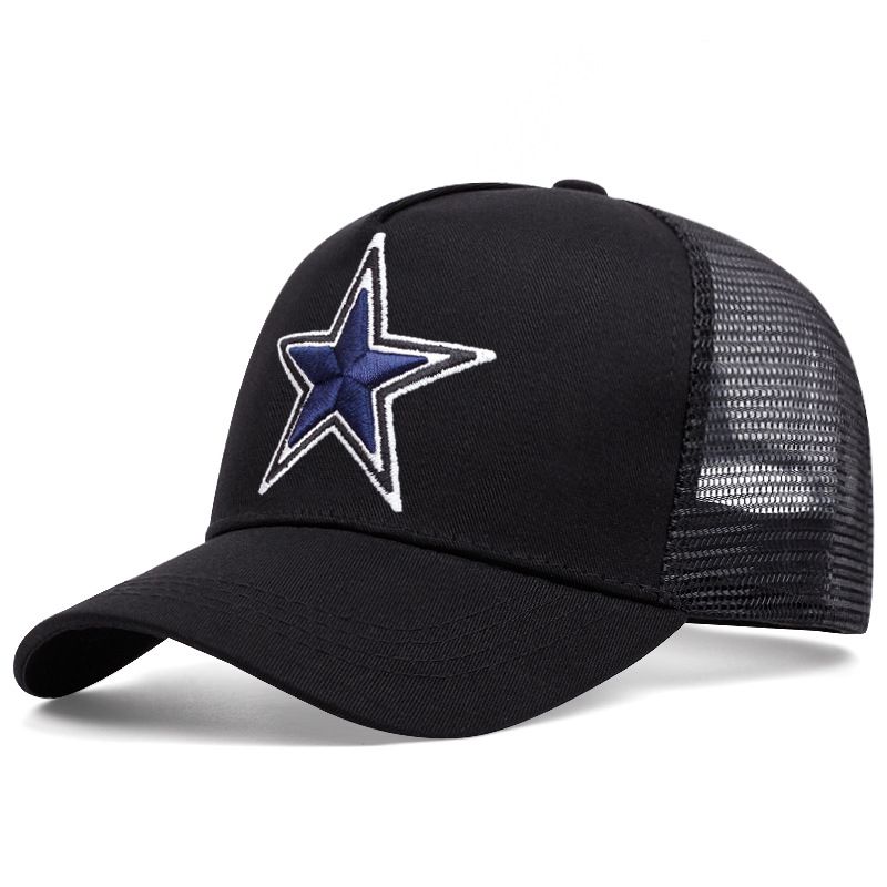Unisex Five-pointed embroidered baseball cap Outdoor sports net gauze duck cap summer shade breathable net_voghion.com