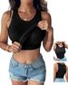 Damen Tanktops mit integriertem BH, ärmellos, lässig, Racerback, gerippt, tailliert_voghion.com