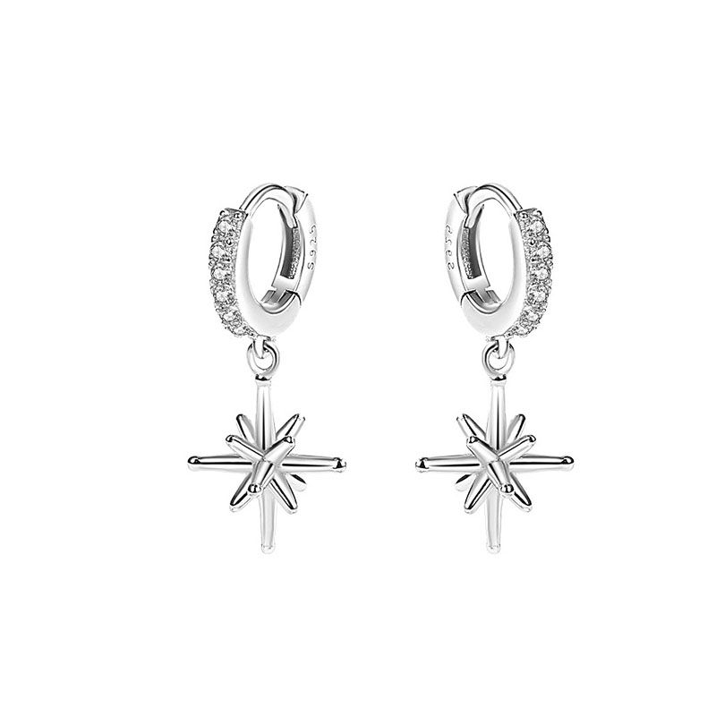 Sterling VENUS Sier Zircon Planet Korta örhängen Kvinnliga Enkla stjärnörhängen Personlig smyckepresent_voghion.com