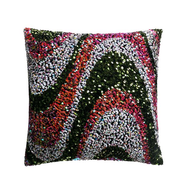 American-style High-density Color Large Wave Embroidered Sequin Pillow Nordic Model Room Color Sequin Sofa Cushion_voghion.com