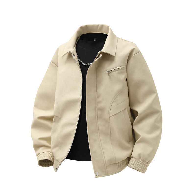 ​Vintage Distressed PU Leather Jacket For Men – Oversized Fit Up To 8XL, Retro Biker Style With Deconstructed Zipper & Multi-Pocket Design​_voghion.com