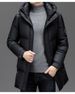 Giacca invernale nuova e spessa di media lunghezza per uomini di mezza età e giovani, caldo cappotto casual da uomo con cappuccio in piumino d'anatra bianco_voghion.com