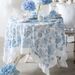 Jupe de table à thé 100 % coton, blanche, brodée, bleue, imperméable, résistante à l'huile, avec ourlet à volants_voghion.com