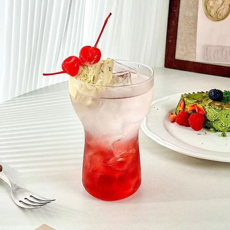 Aesthetic Glass Tumbler For Iced Americano & Cold Brew - 450ml Frosted Cup With Reusable Straw (Perfect For Matcha Latte Juice & Smoothies)​_voghion.com