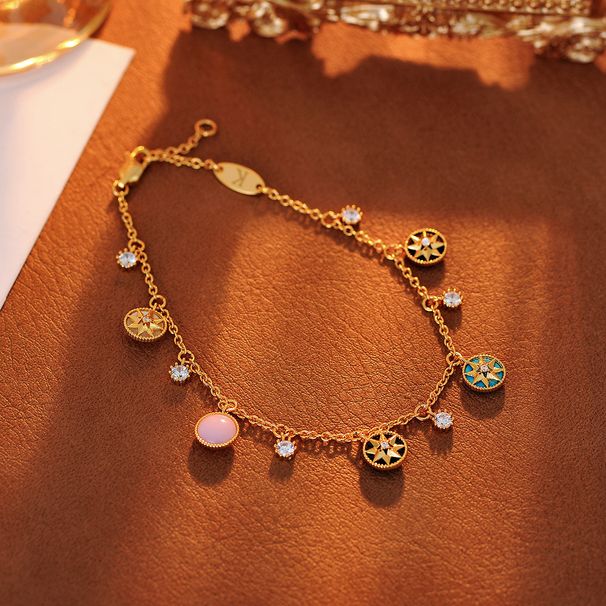 Damenarmband Kompass Achtzackiger Stern Naturweiß Perlmutt Achat Leichtes Luxus Nischendesign Gemischtes und mehrlagiges Armband_voghion.com