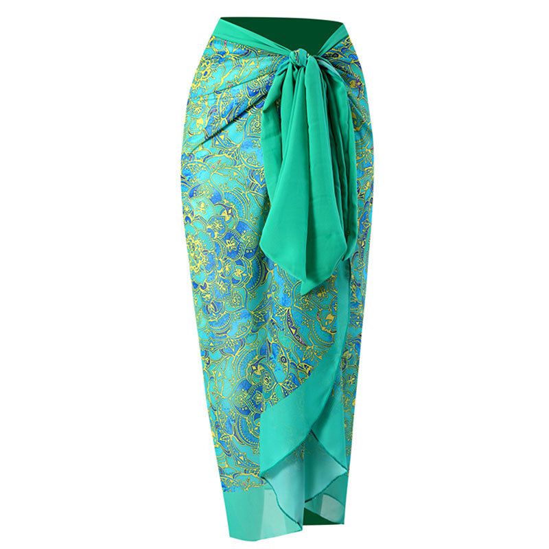 Damen Einteiler Badeanzug Damen Enganliegender Schlanker Retro Riemchen Badeanzug Anzug Chiffon Langer Rock_voghion.com