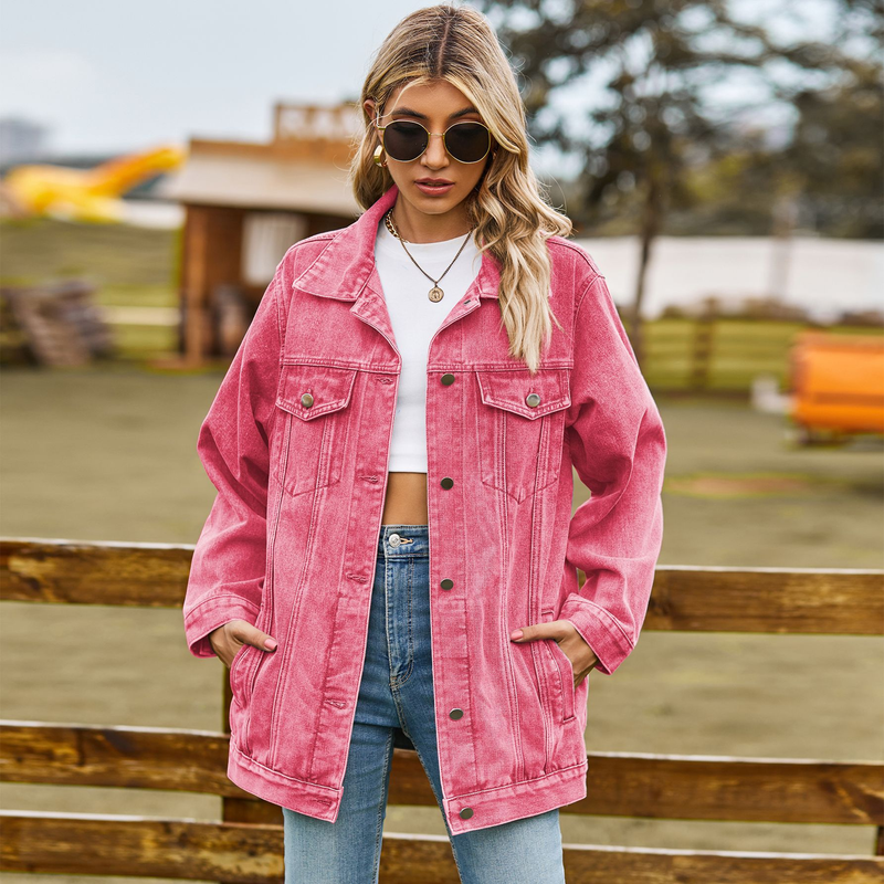 Damenbekleidung Vielseitiger Klassiker Retro Klassisch Lose Jeansjacke Top_voghion.com